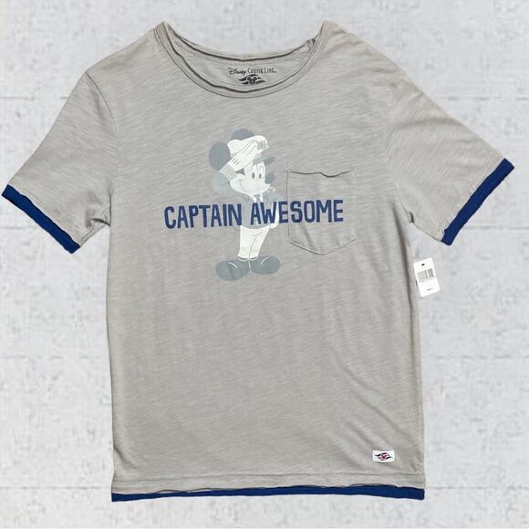 NWT Disney Cruise Line Captain Awesome Mickey Mouse Pocket T Shirt Size Small - Picture 1 of 11